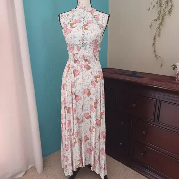 Jaase Endless Summer Floral Sleeveless Halter Maxi Dress Size XS - Picture 2 of 7